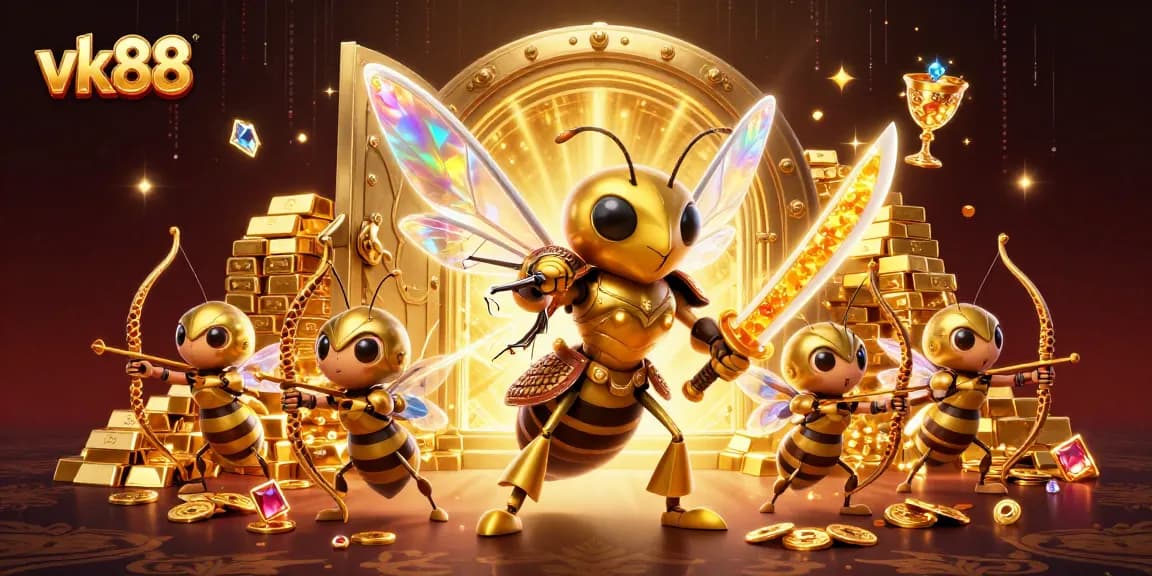 Experience thrilling wins at vk88 with giant hornet samurai and treasure-rich casino scene.