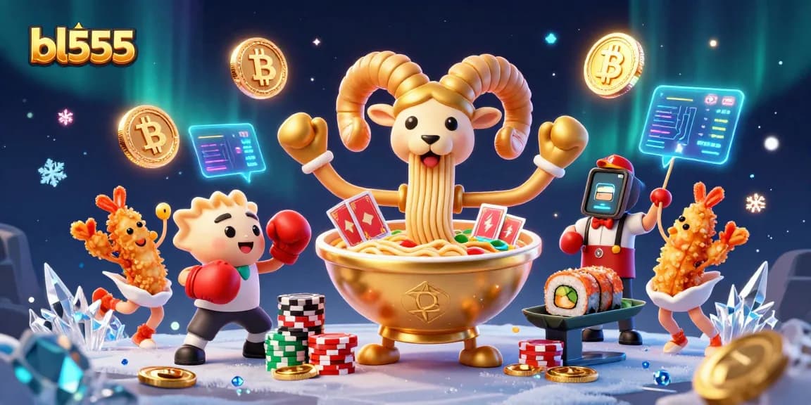Experience the excitement at bl555, with a dynamic scene of gaming characters showcasing casino action and crypto elements.