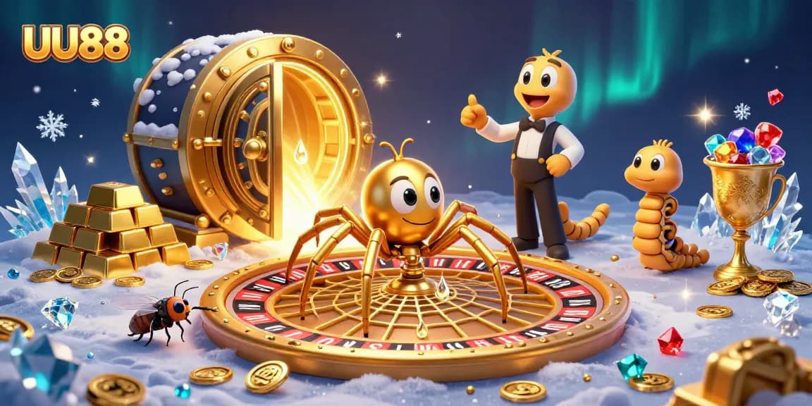 Engage in thrilling gaming at UU88 with a vibrant 3D casino illustration showcasing excitement.