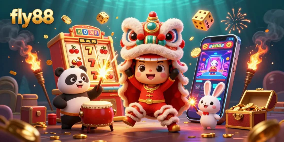 Experience excitement at fly88 with a vibrant lion dance, slot jackpots, and alluring casino gameplay.