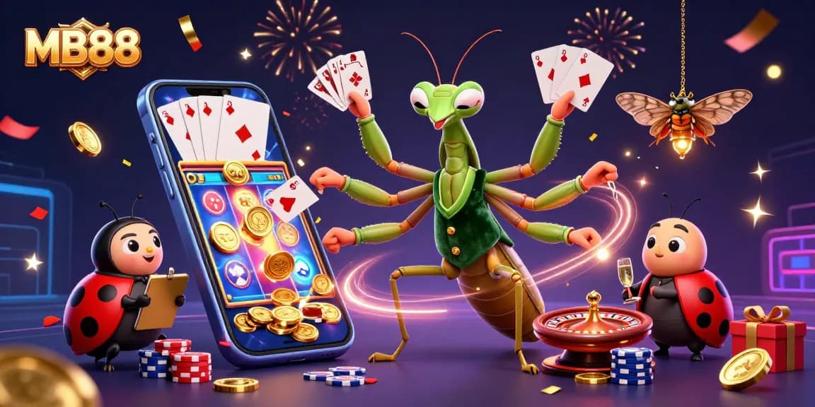 MB88 tham gia vào trò chơi casino với những biểu tượng đầy màu sắc và sôi động.