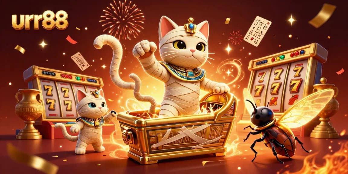Experience thrilling gameplay at urr88 with a vivid digital illustration of a pyramid casino bursting with excitement.