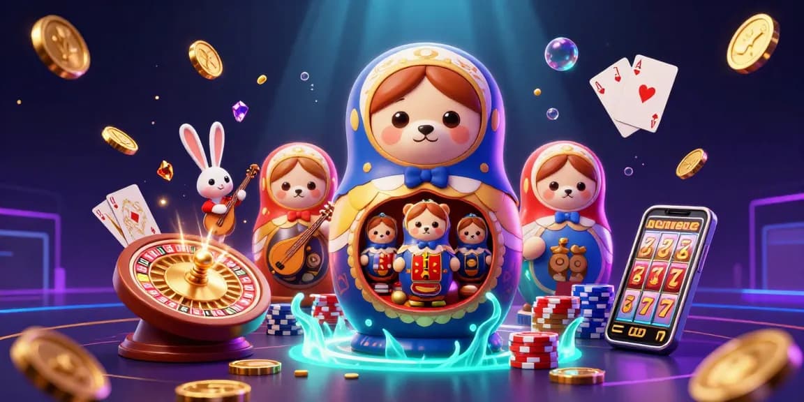 Engage with hubet's exciting gambling experience through dynamic casino visuals with colorful characters and rich elements.