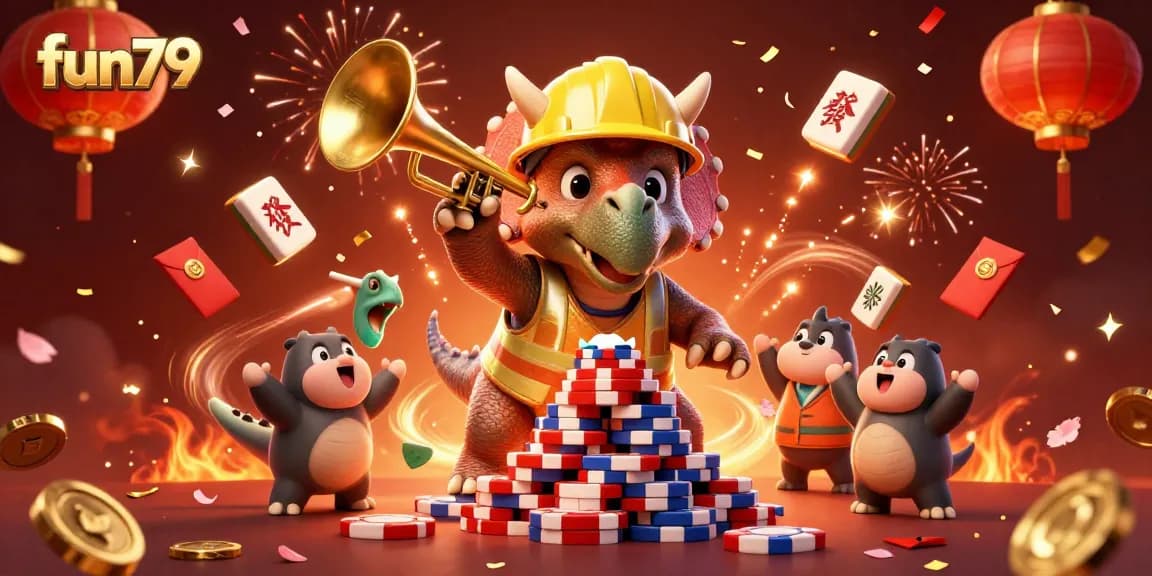 Win big with fun79 - enjoy vibrant casino action featuring lucky symbols and animated characters.