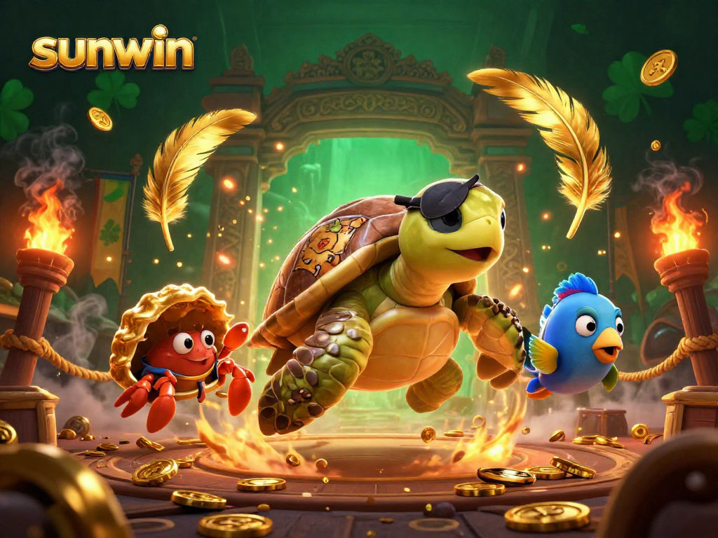 sunwin offers exciting jackpot games with vibrant characters like a pirate turtle, enhancing your gaming adventure.