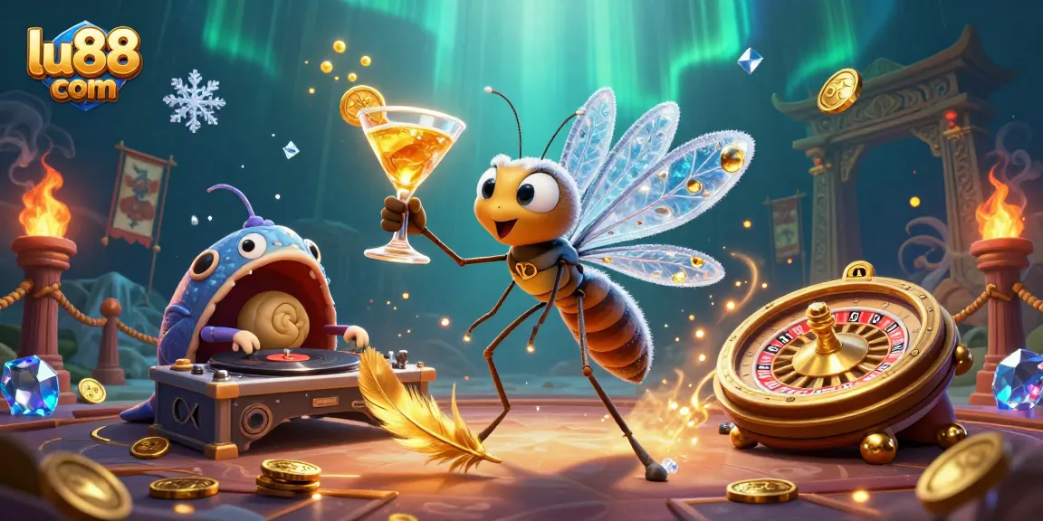 Engage with the vibrant world of lu88 com featuring a lively casino scene with unique characters and elements.