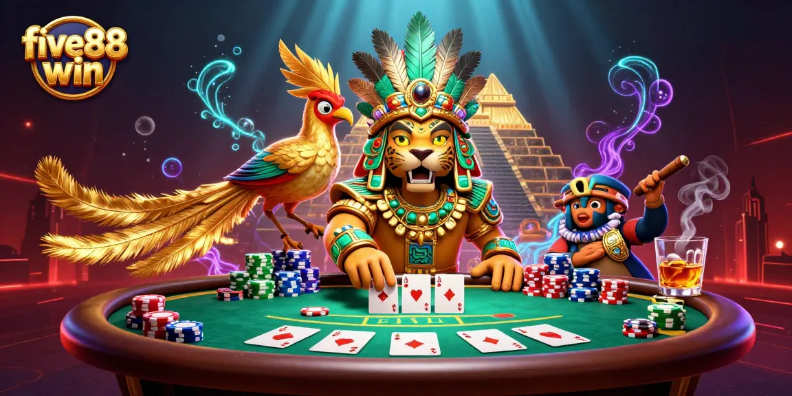 Experience the excitement of five88 win at this vibrant poker showdown with a unique Mayan twist!
