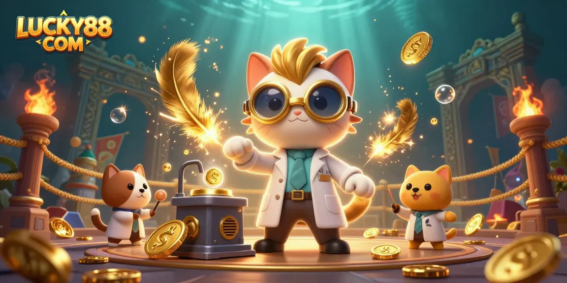 Engage in thrilling gameplay at LUCKY88 COM with a vibrant 3D casino themed illustration.