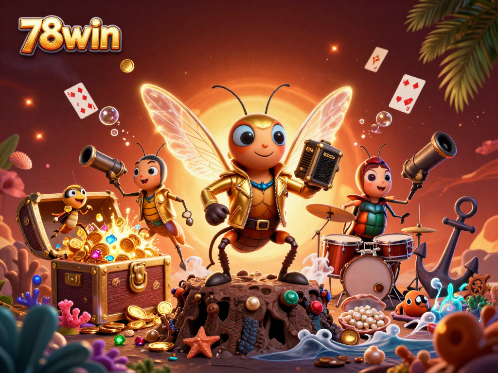 Engage in thrilling gaming adventures with 78win as the cicada rock star and lively characters jump into the action.