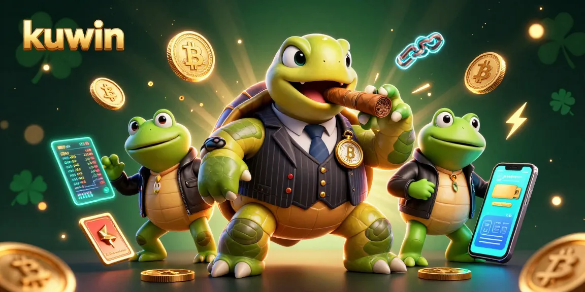 Kuwin showcases a lively casino scene featuring a turtle mobster and bullfrog enforcers enjoying vibrant gaming elements.