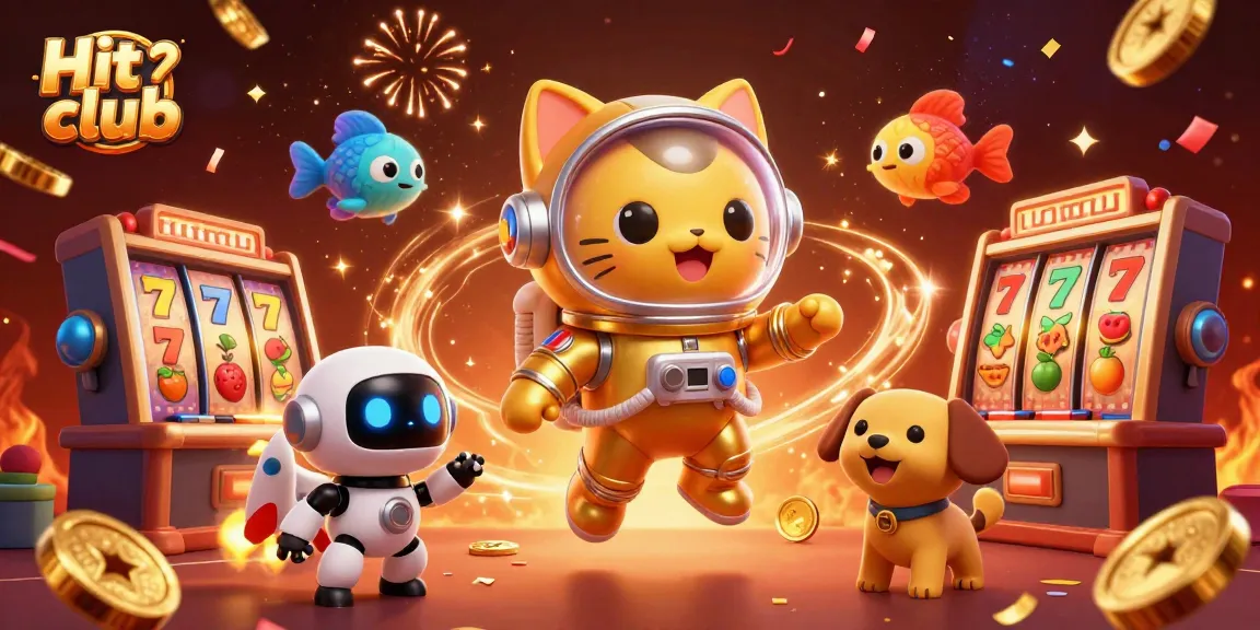 Engage in exciting gameplay at Hit club with colorful slot elements and dynamic casino characters.
