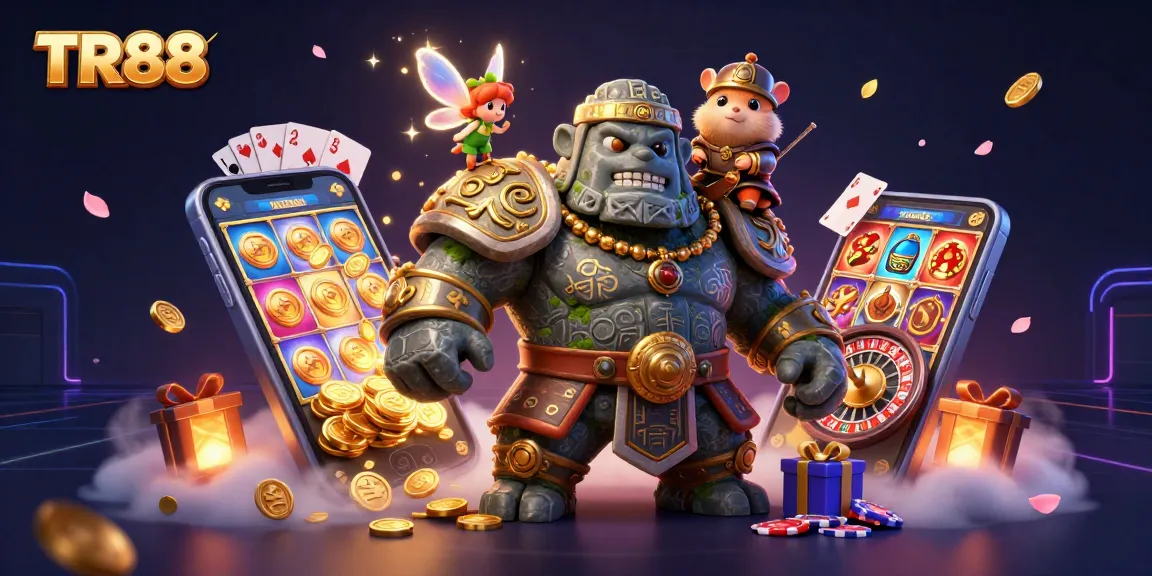 TR88 brings excitement with an enchanting golem, a fairy, and a hamster knight amid stunning casino elements.