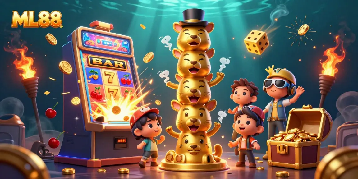 Experience the vibrant ML88 casino world with colorful slots and dynamic gaming elements.