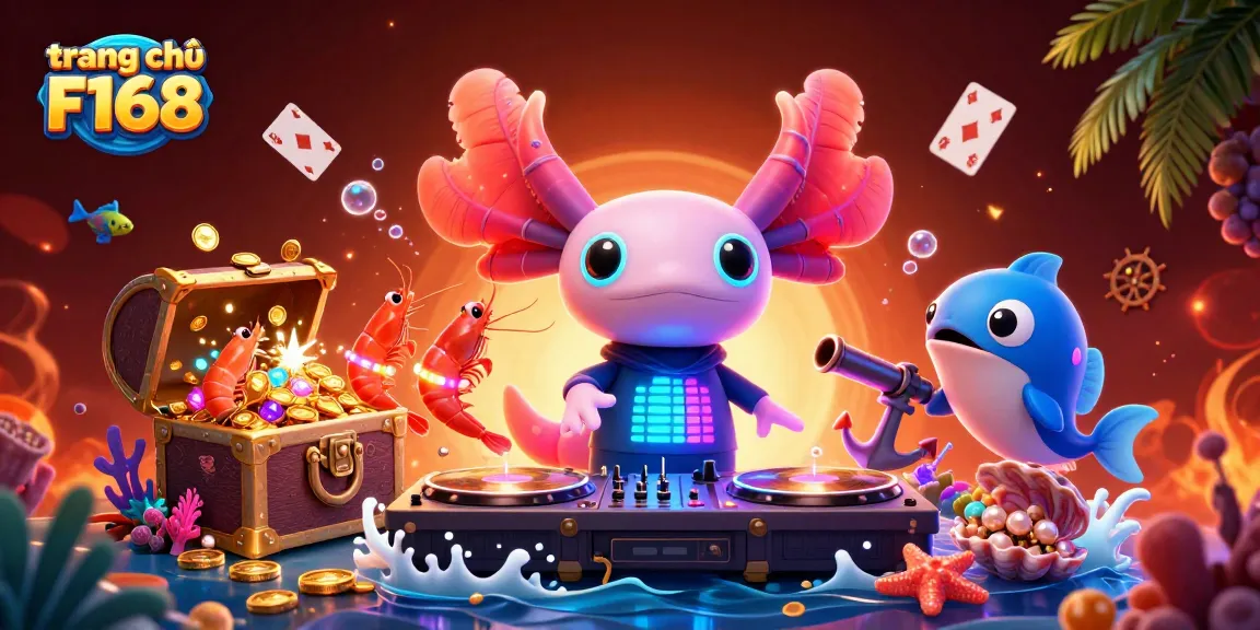 Unleashing excitement at trang chủ F168 with vibrant underwater casino elements and playful characters.