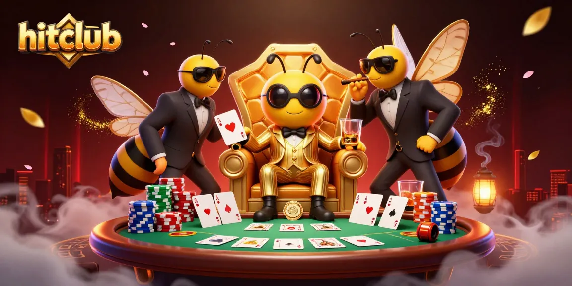 Engage in thrilling gameplay at hitclub with a vibrant scene of a bumblebee mob boss navigating a poker table.