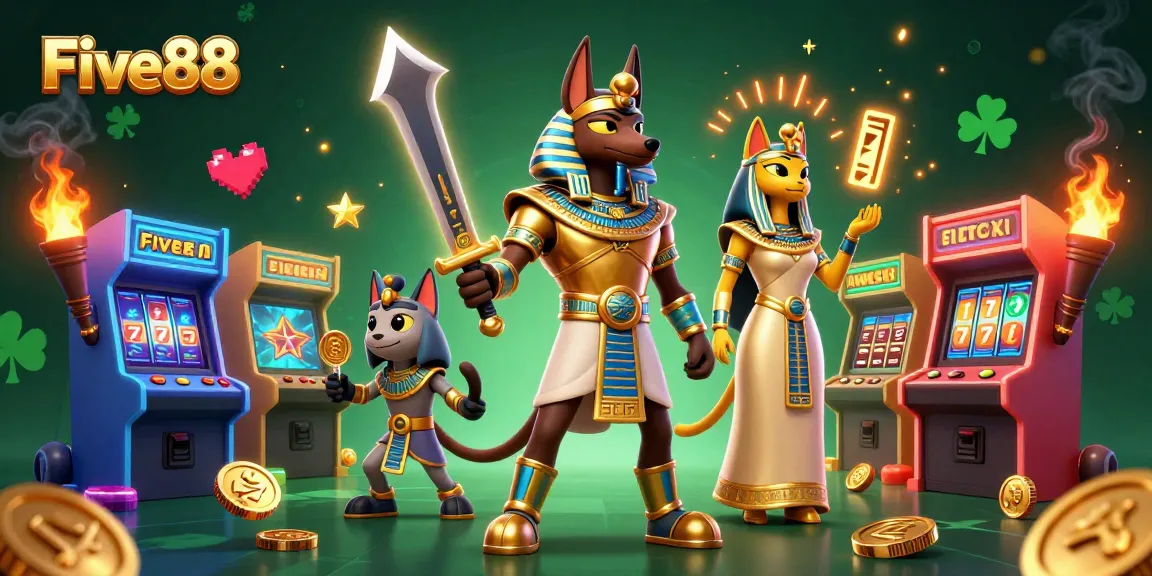 Experience wins at Five88 with ancient Egyptian warriors and vibrant casino elements in an engaging scene.