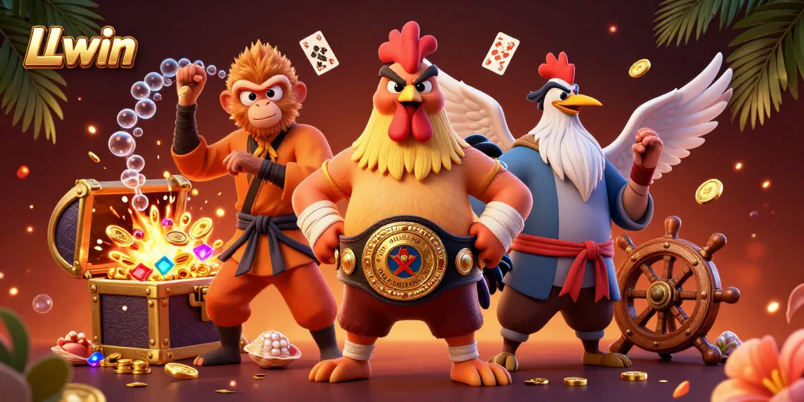 Win at LLwin with a dynamic scene of cartoon characters engaged in exciting gameplay.