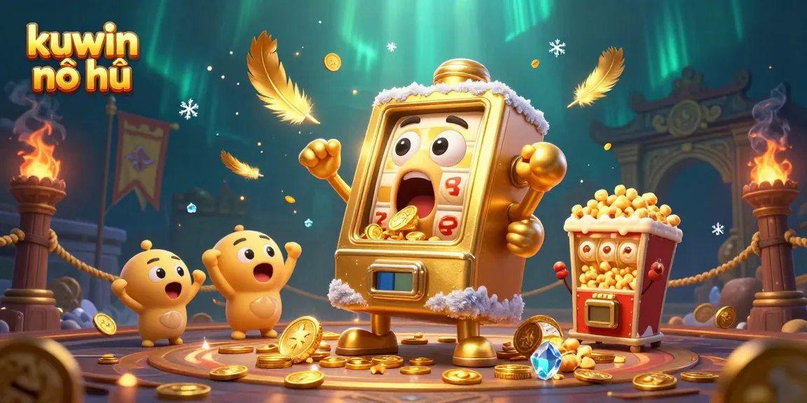 Spin to win with kuwin nổ hũ, featuring vibrant slot machines and dynamic golden coin action.