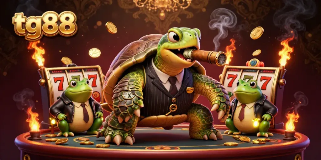Engage in thrilling casino action with tg88 featuring a mobster turtle and dynamic game elements.