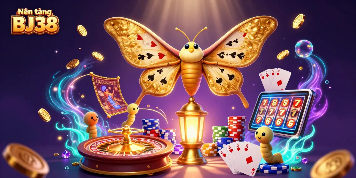 Experience Nền tảng BJ38 in an ultra-detailed casino scene with vibrant elements and characters.