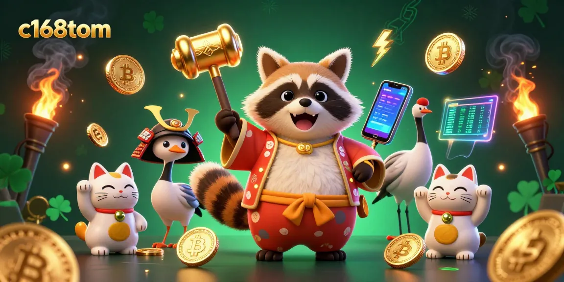 Experience thrilling wins with c168tom in a vibrant 3D casino scene filled with lucky charms.
