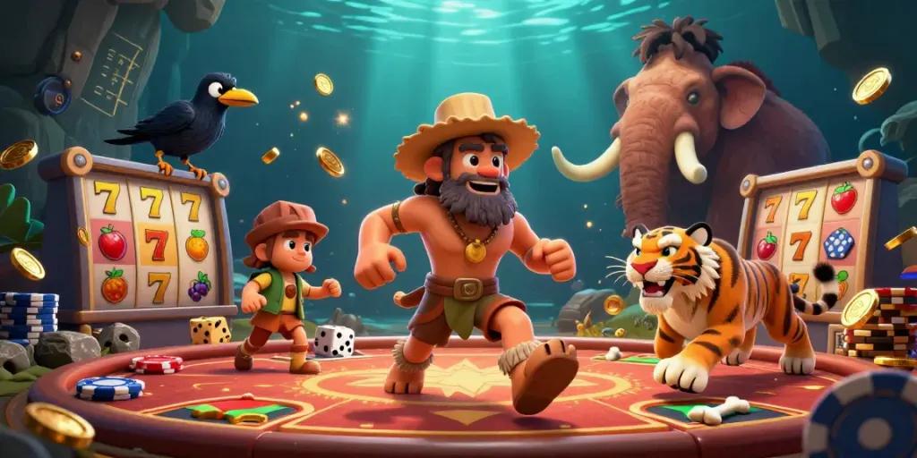 Engage in thrilling gameplay with nhà cái luck8 featuring a vibrant prehistoric casino setting.