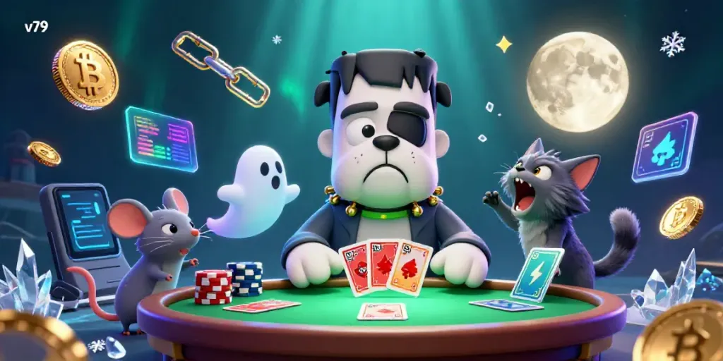 Join in the thrill at v 79 casino with a lively scene of unique characters and vibrant gaming elements.