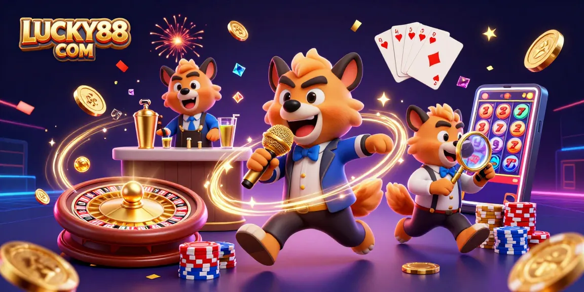 Enjoy winning moments at LUCKY88 COM with lively casino hyenas and vibrant game elements.