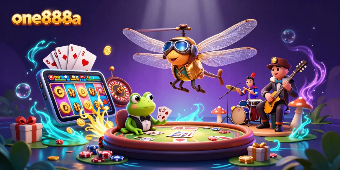 Experience the thrilling excitement at one888a with a vibrant 3D illustration of animated casino characters.