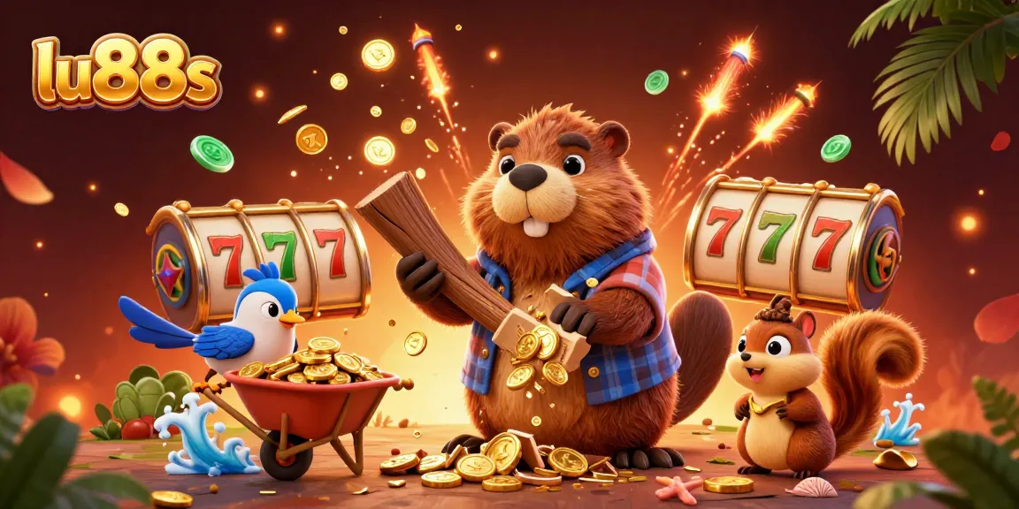 Spin and win with lu88s in this vibrant casino-themed illustration featuring wealth and excitement.