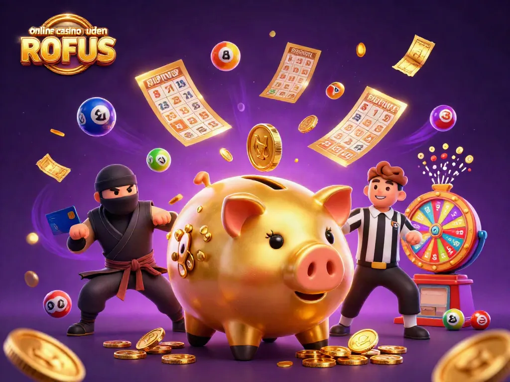 Engage in exciting gameplay at online casino uden ROFUS with dynamic scenes filled with colorful lottery elements.