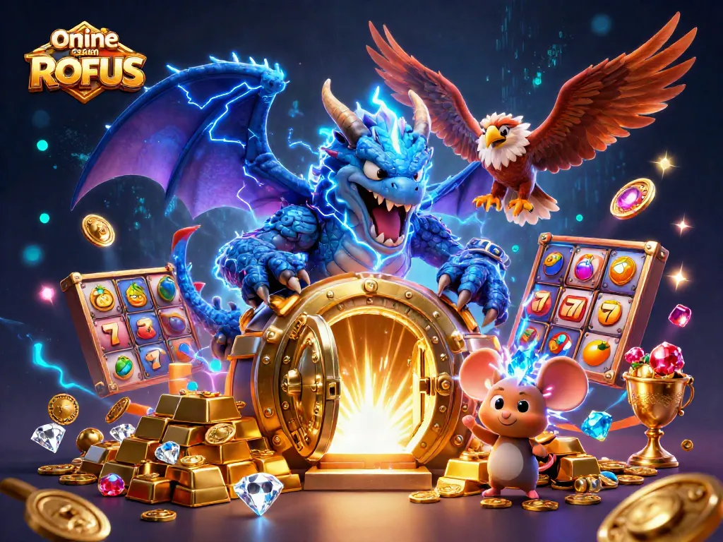 Experience exciting gameplay at an online casino uden ROFUS with vibrant characters and dynamic elements.