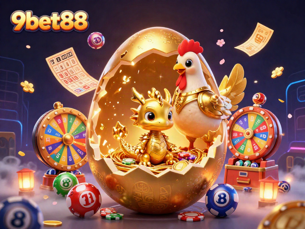 Engage in thrilling gaming with 9bet88's dazzling casino scene featuring a golden dragon!
