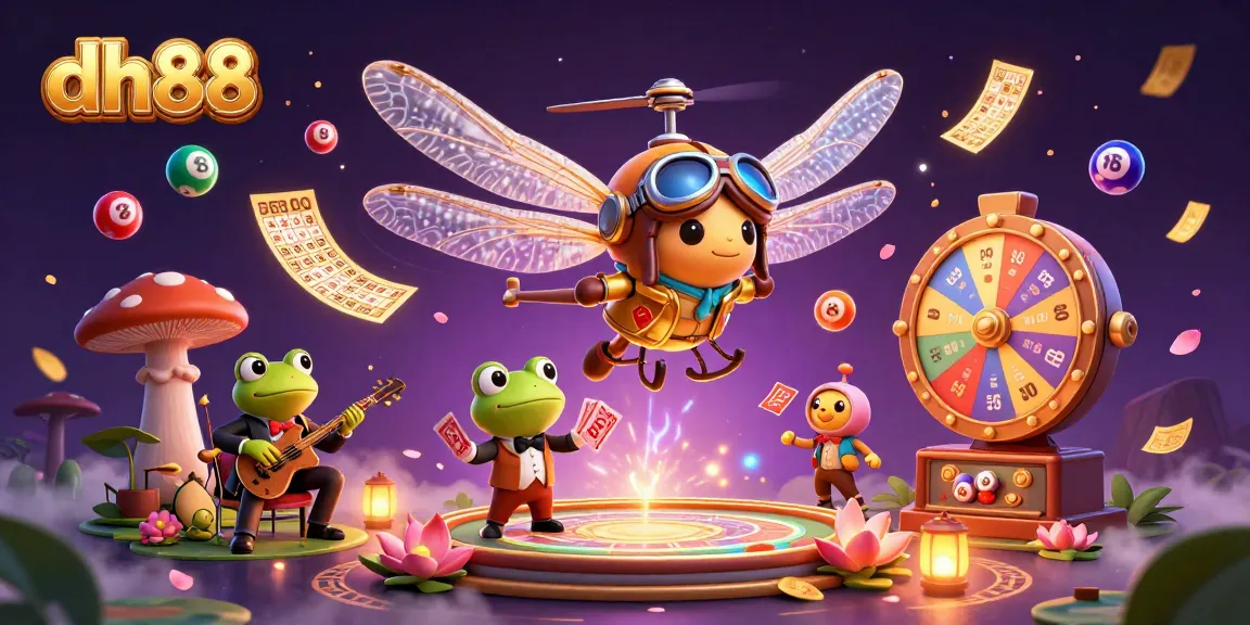 Engage in thrilling games at dh88 with dynamic lottery balls and vibrant casino elements.