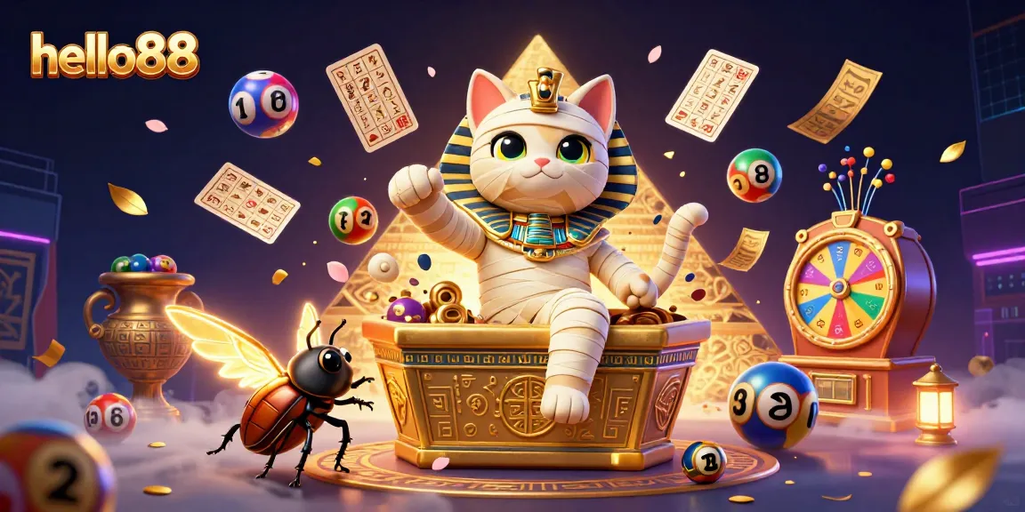 Play at hello88 and enjoy a vibrant casino experience featuring a mummy cat and dynamic game elements.