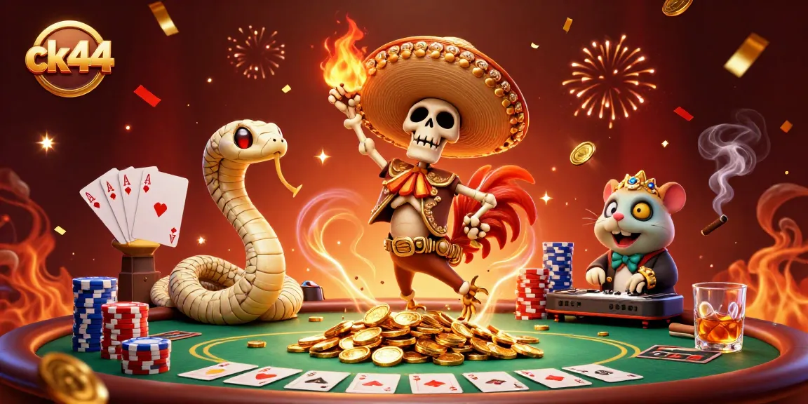 Experience the excitement of ck44 with a lively scene of animated characters celebrating on a casino theme.