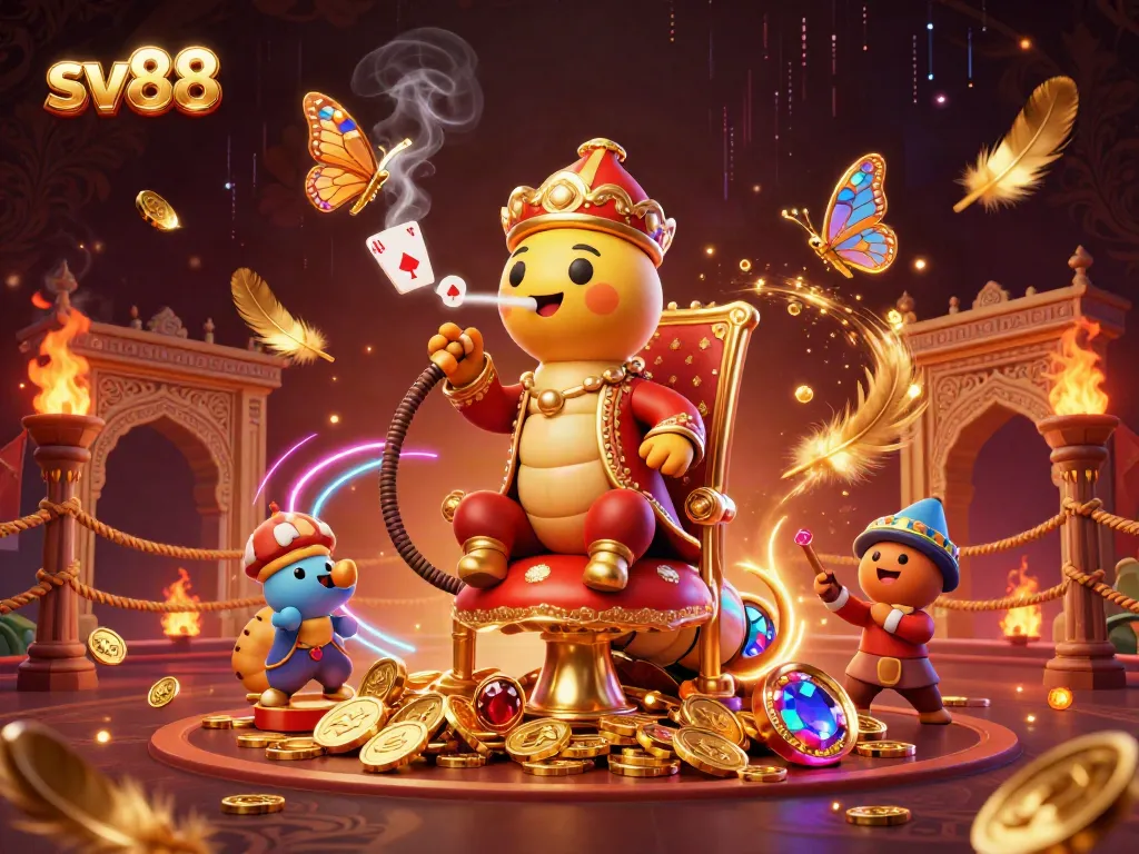 Engage with sv88's vibrant gambling universe depicted in a captivating 3D illustration.