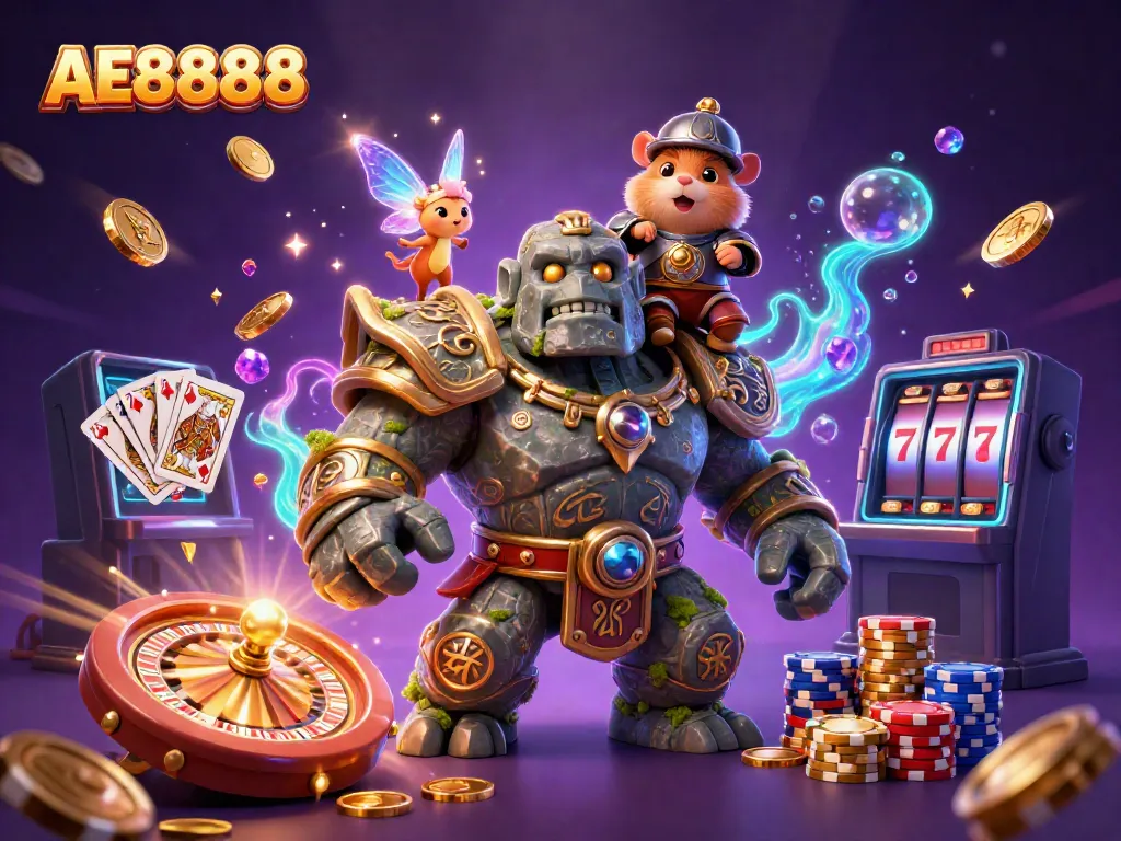 Experience thrilling wins at AE8888 with dazzling casino characters and magical elements.