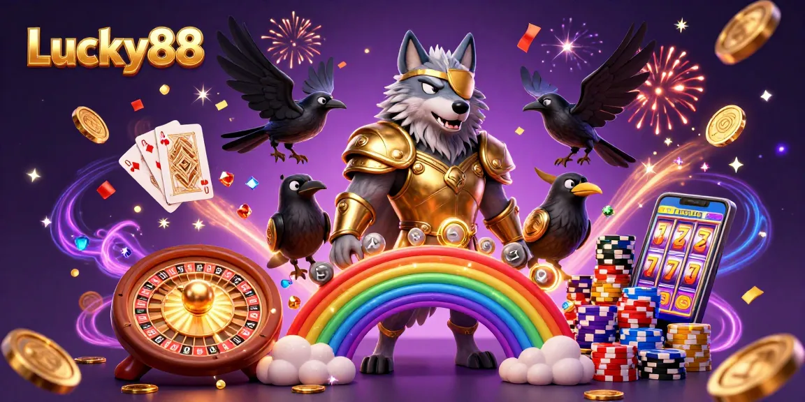 Experience exciting wins at Lucky88 with Norse-inspired characters amidst a vibrant casino scene.