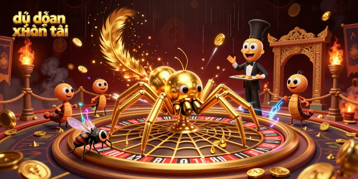 Place your bets with dự đoán xsmb thần tài as a golden spider weaves a roulette wheel web in a spectacular 3D illustration