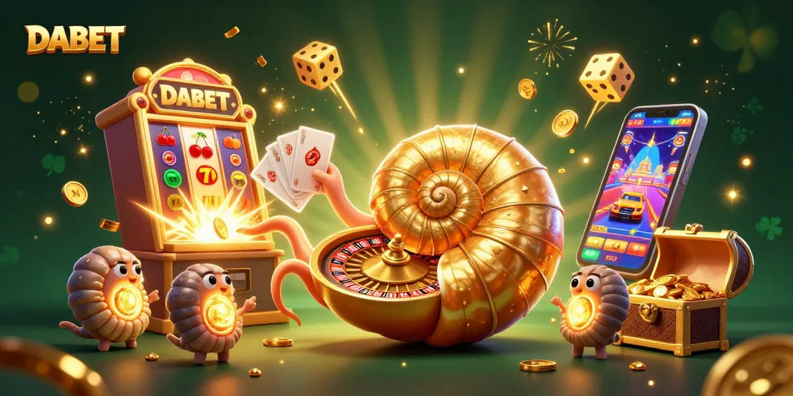 DABET players experience thrilling excitement with vibrant casino games and jackpot symbols in an engaging scene.