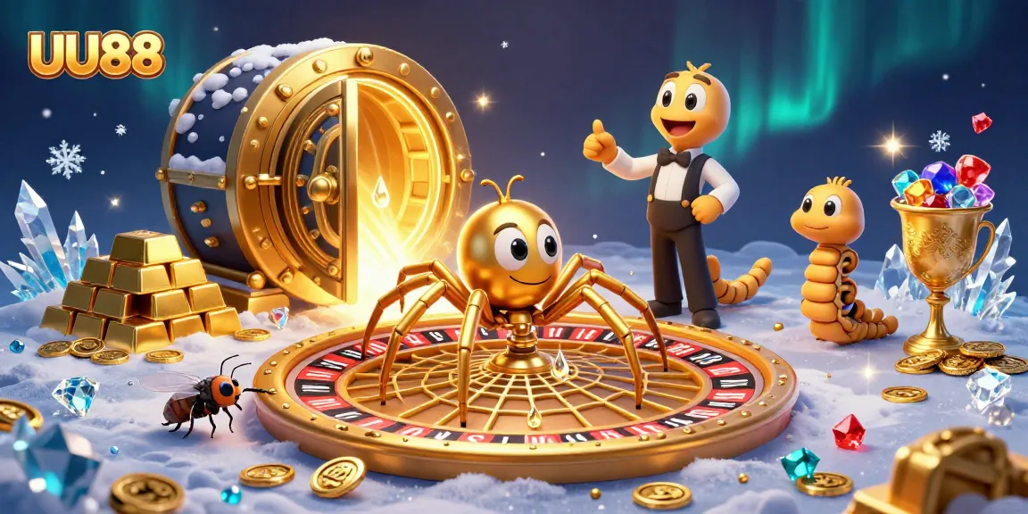 Engage in thrilling gaming at UU88 with a vibrant 3D casino illustration showcasing excitement.