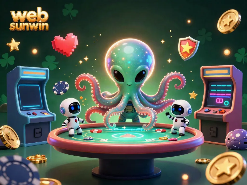 Engage in thrilling poker gameplay at web sunwin with a vibrant alien-themed 3D illustration capturing the excitement.