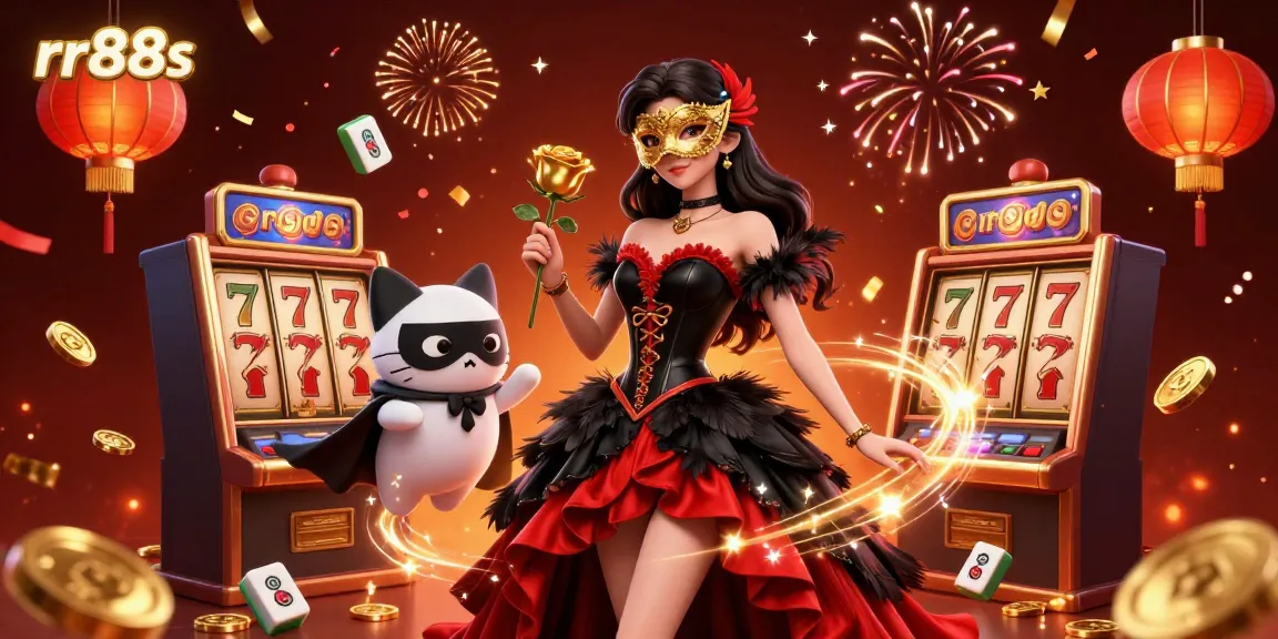 Experience the excitement of rr88s with vibrant 3D slots and festive elements creating a thrilling casino atmosphere.