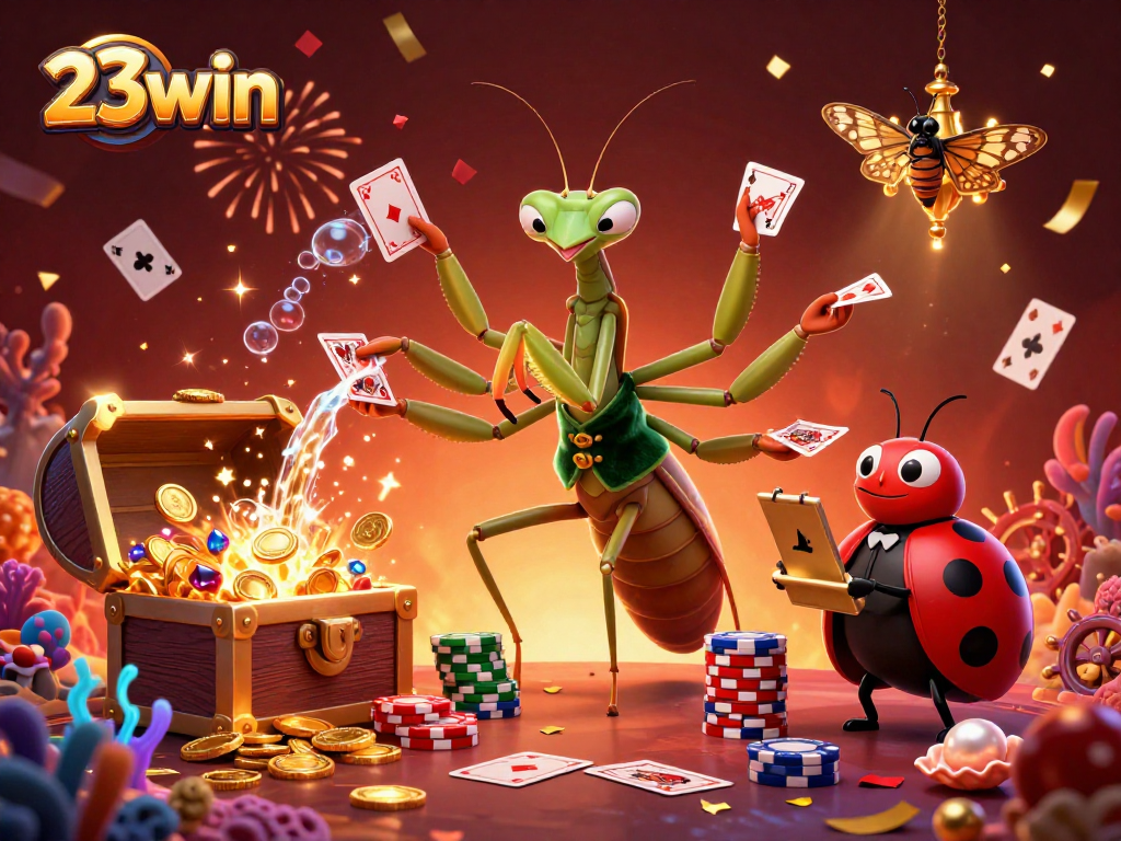 Experience the excitement at 23win with this vibrant casino illustration featuring dynamic gaming elements.