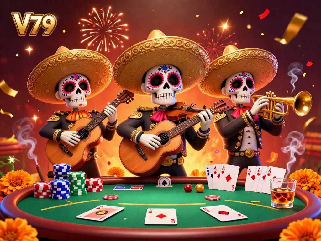 Play vibrant poker with mariachis and colorful chips in the exciting V79 online casino.