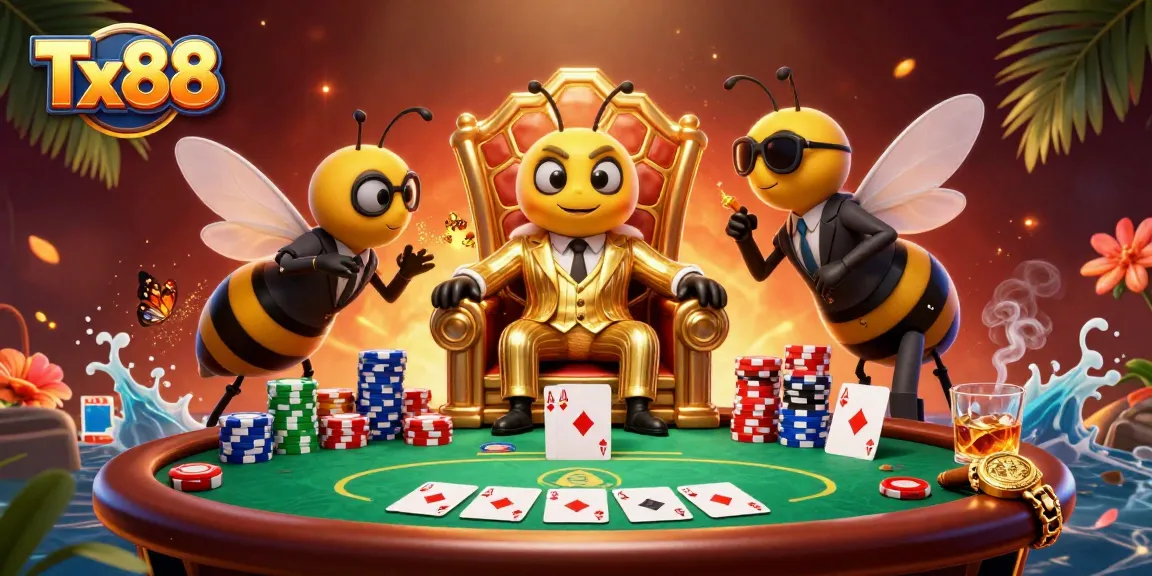 Engage in Tx88 casino excitement with vibrant poker action and colorful game elements.