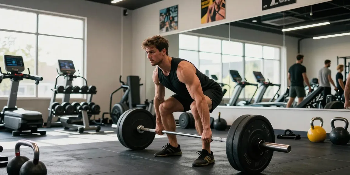 Muscular man lifting weights demonstrating Prime Pharma Steroiden performance in a vibrant gym.