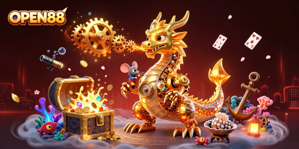 Experience thrilling gameplay at OPEN88 with a golden dragon and magic treasures.
