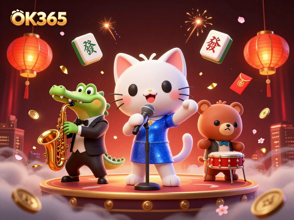 Engage in thrilling gaming experiences with OK365 featuring a vibrant casino scene showcasing unique characters.